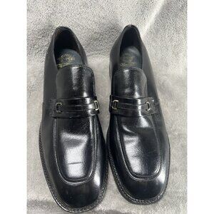 VTG Hytest Men's 10 E (Wide) Black Leather Loafer Anti-Slip Safety Toe Shoes